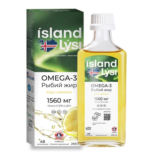 Омега-3 Lysi Рыбий жир 240 мл вкус лимона