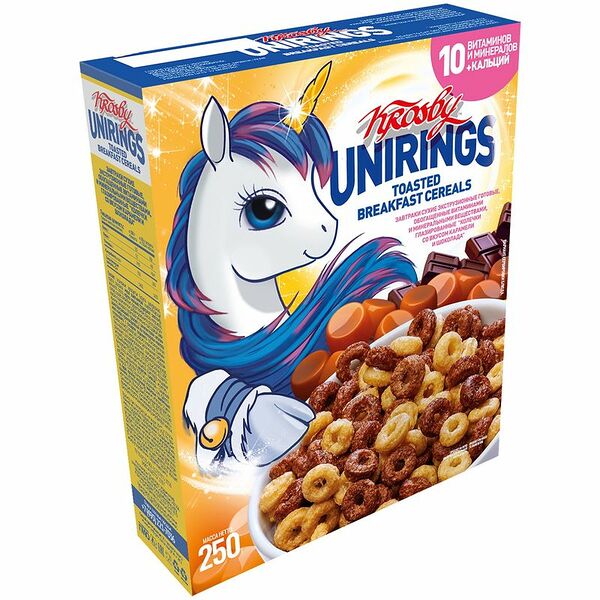 Сухой завтрак Krosby Unicorn Rings карамель и шоколад