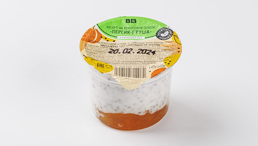 Десерт на кокосовой основе с семенами чиа Персик-груша