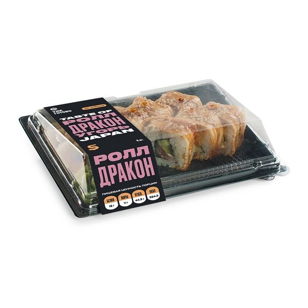 Ролл Дракон с угрем и творожным сыром Уже Готово, 6 шт