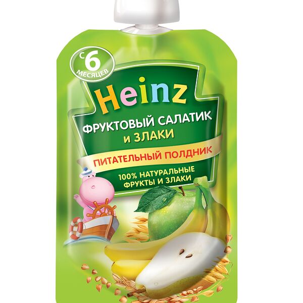 Пюре для детского питания Heinz Фруктовый салатик и Злаки с 6 месяцев