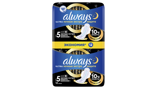 Прокладки Always Ultra Secure Night 12 шт 5 размер, 85г