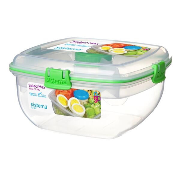 Контейнер Sistema TO-GO для салата с разделителями и приборами 1.63л, в ассортименте 