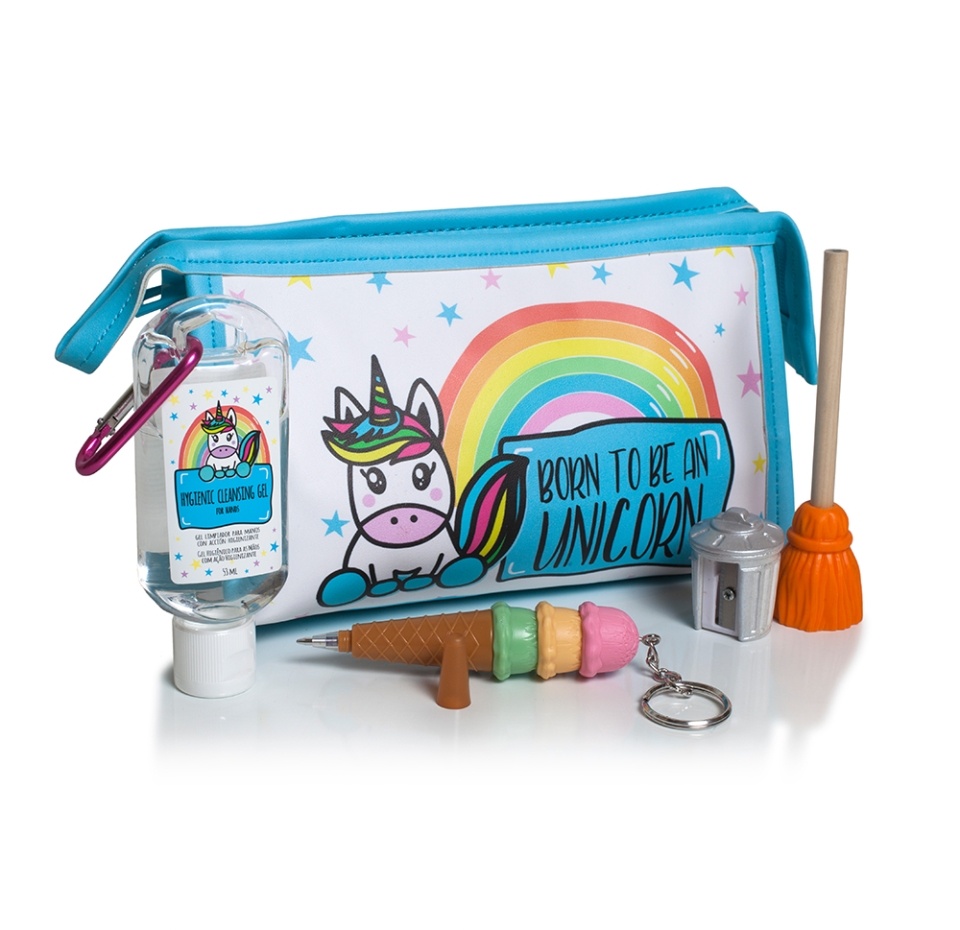 

Набор Pokhara Unicorn очищающий гель для рук, ручка, точилка, карандаш, ластик в косметичке, Китай
