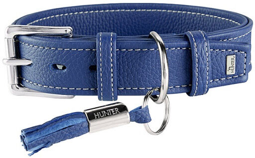 Hunter ошейник кожаный Cannes 34 - 42 см., Синий