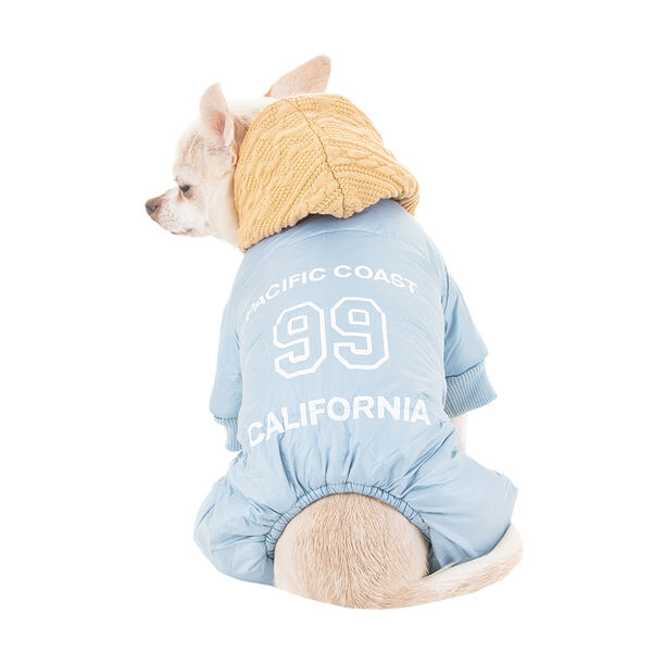 Комбинезон с капюшоном для собак S голубой (унисекс)