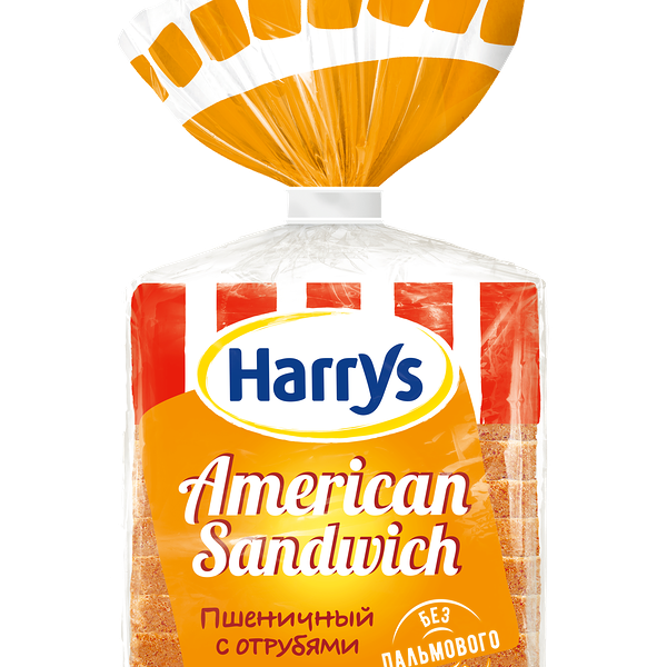 Хлеб American Sandwich пшеничный с отрубями вес 515г Харрис