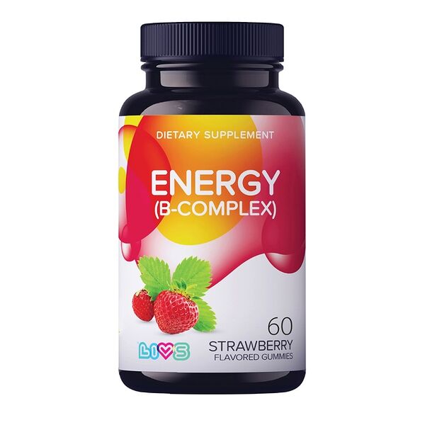 Бад livs energy (b-complex) Комплекс витаминов B и C со вкусом клубники 60 мармеладных пастилок Maya food industries ltd Израиль
