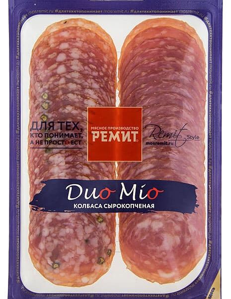 Колбаса сырокопченая Ремит ассорти нарезка Duo Mio 70 г