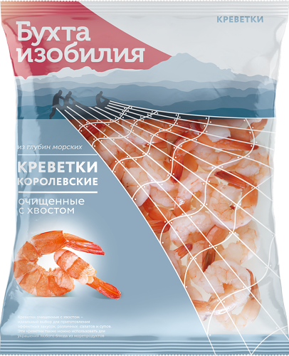 Креветки Бухта изобилия Королевские очищенные с хвостом 500 г
