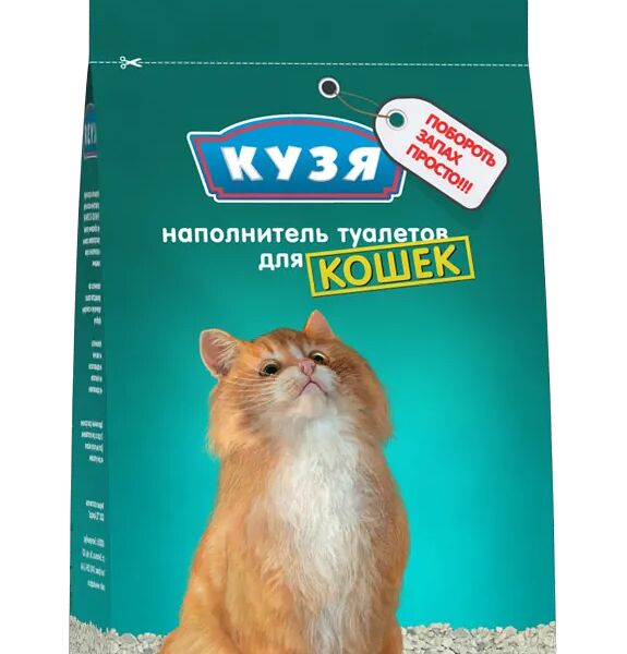 Наполнитель Кузя минеральный впитывающий для кошек 2.8кг