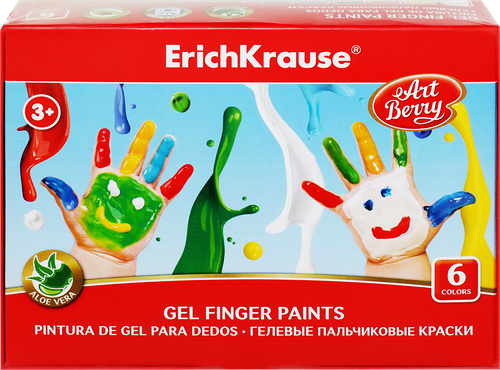 Краски ARTBERRY гелевые, пальчиковые, с алоэ вера, 6 цветов
