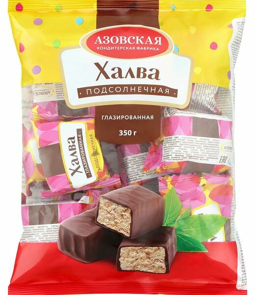 Халва подсолнечная глазированная ТМ Азовская кондитерская фабрика