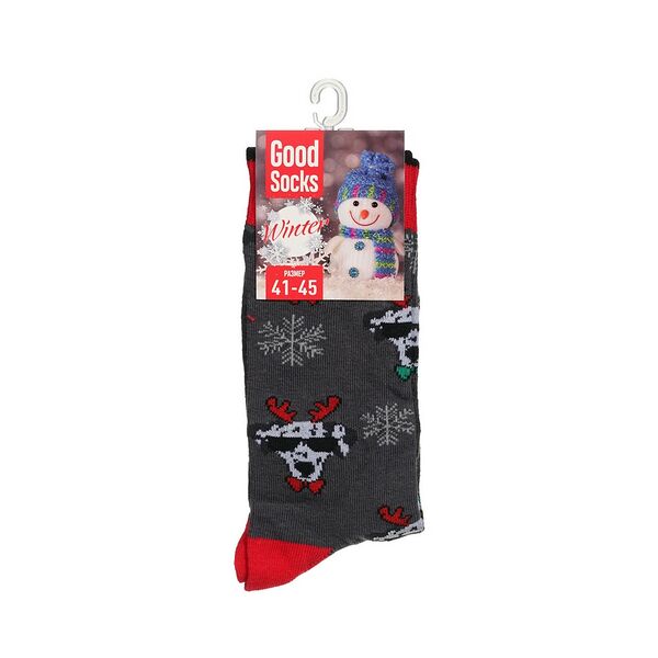 Мужские носки Good Socks Winter Олени, серые, р.41-45