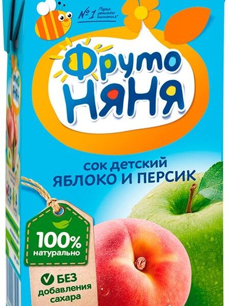 Сок ФрутоНяня яблочно-персиковый без сахара 500мл