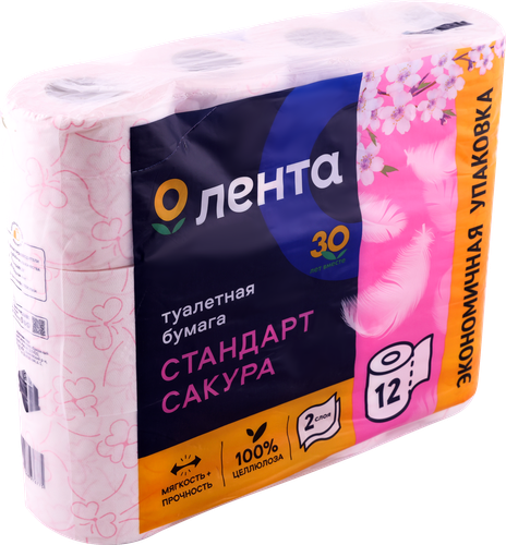 

Туалетная бумага Лента Sakura двухслойная 12 шт, дизайн упаковки в ассортименте