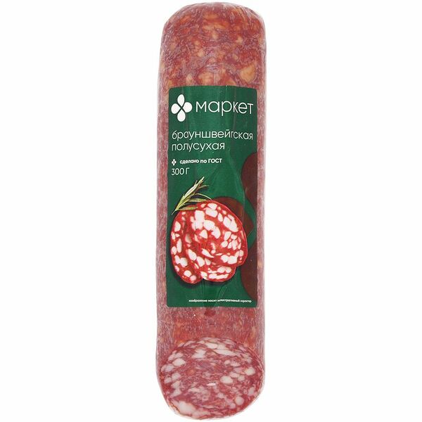 Колбаса сырокопчёная Брауншвейгская категория А Маркет Перекрёсток