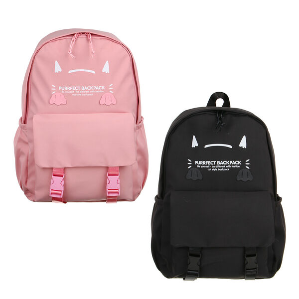 Рюкзак подростковый 44,5x30x14см, 1 отд., 4 карм., клапан с 2мя застежками, нашивки, нейлон, 2 цвета, в ассортименте