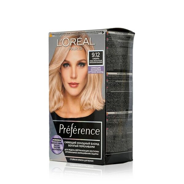 Стойкая краска для волос L'Oréal Paris Préférence Cool Blondes, оттенок 9.12, Сибирь, очень светло-русый пепельный
