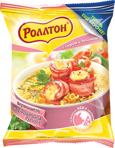 

Вермишель Роллтон на домашнем бульоне с сыром и беконом 60 г