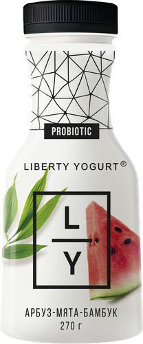 

Йогурт LIBERTY с арбузом, мятой и бамбуком 2%, без змж, 270г