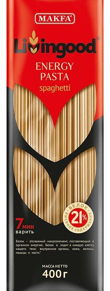 Макароны Livingood Energy Pasta Spagetti 400г
