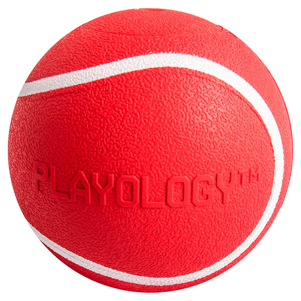 Playology Squeaky Chew Ball жевательный мяч с пищалкой и с ароматом говядины 6 см., Красный