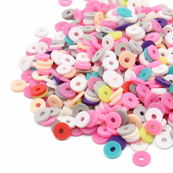 Бусины плоские из полимерной глины 6мм 20г, Astra&Craft(B26 розовый микс)