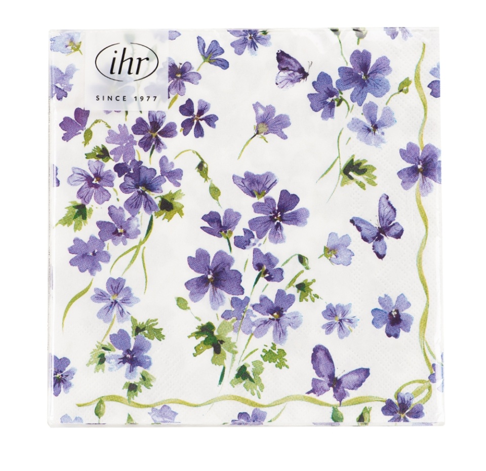 

Салфетки бумажные Purple Spring 33х33см 3-сл белые Ihr 1 уп. 20 шт Германия