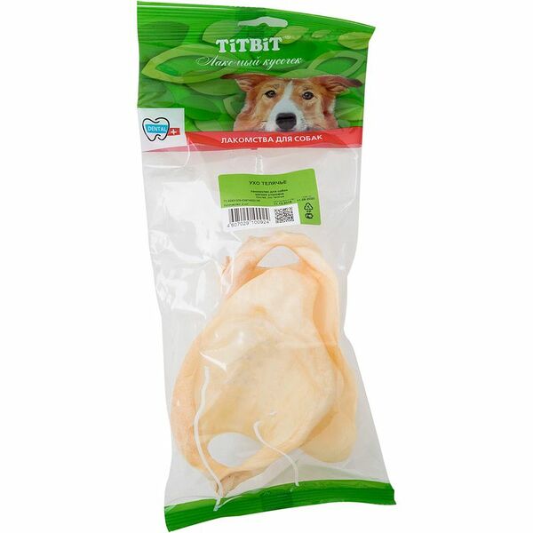 Лакомство TiTBiT ухо говяжье для собак, 15-30г