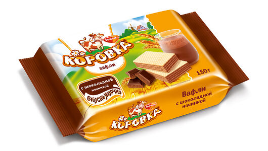 Вафли Коровка с шоколадной начинкой 150г