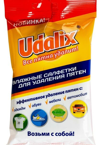 Влажные салфетки Udalix для удаления пятен 15шт