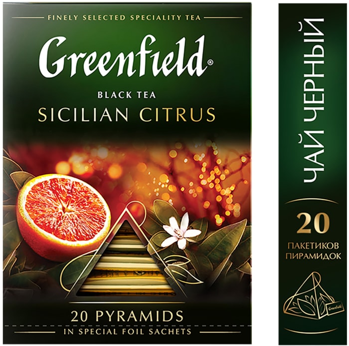 

Чай черный Greenfield Sicilian Citrus в пирамидках 20 х 1,8 г
