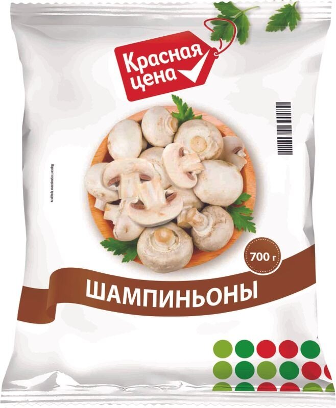 Купить Шампиньоны Красная Цена резаные быстрозамороженные 700г по ...