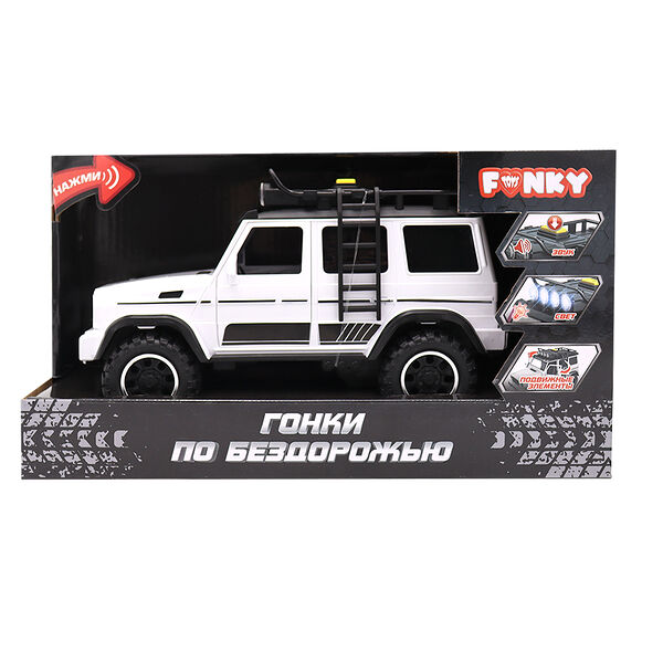 Машина внедорожник белый Funky Toys Гонки Фрикционный по бездорожью  со светом и звуком открывающиеся двери FT0838785