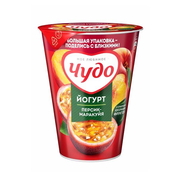 Йогурт Чудо 2% 290гр Персик Маракуйя пл/ст