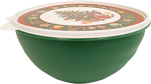 Миска Бытпласт с крышкой с Новогодним декором, 1.55 л