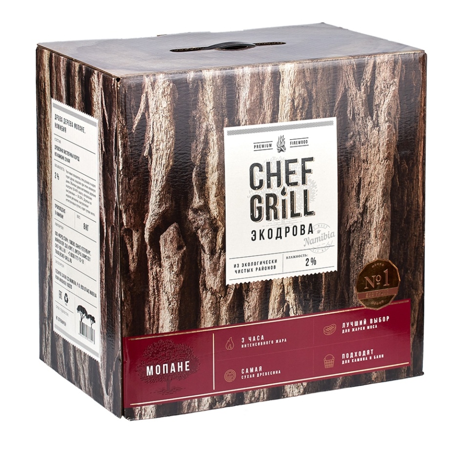 

Экодрова из дерева мопане из Намибии, Chef grill, 8 кг, Россия