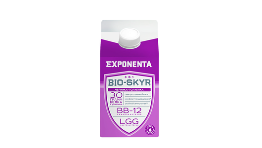 Напиток кисломолочный Exponenta Bio-Skyr Черника-голубика обезжиренный с высоким содержанием белка, 500мл