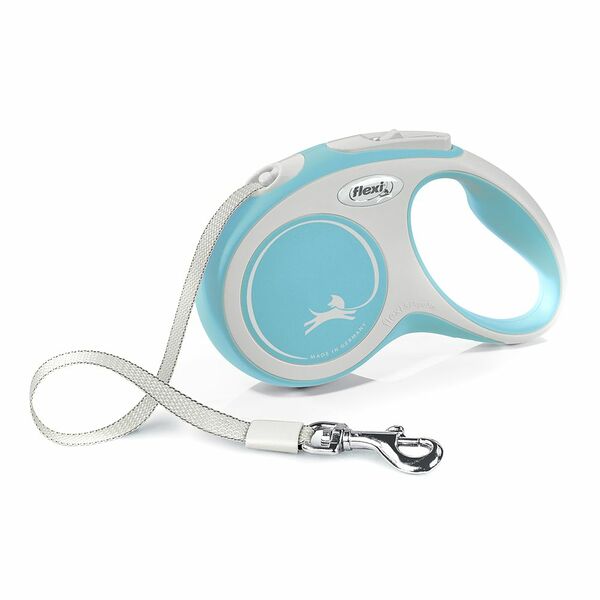 Рулетка Flexi New Line Comfort S до 15 кг, 5 м лента, голубой