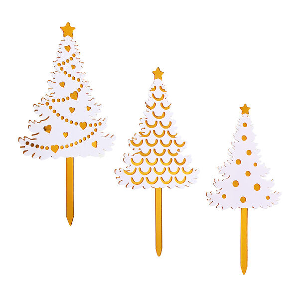 Сноу бум декор для праздничного стола, акрил, в виде елки, 3шт