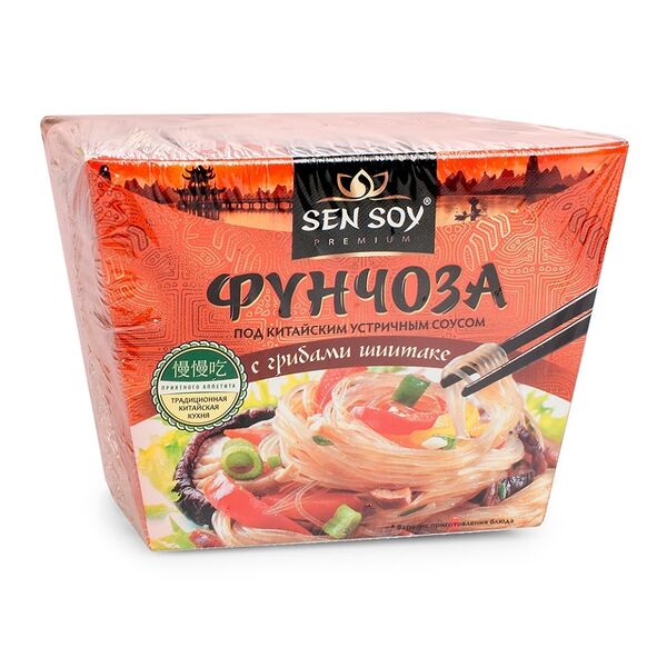 Фунчоза Sen Soy под китайским устричным соусом с грибами шиитаке