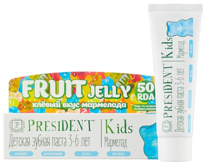 

Зубная паста President Kids для детей 3-6 лет мармелад 50 мл
