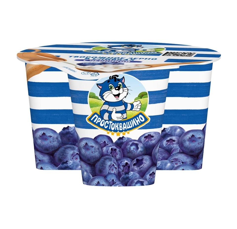 

Продукт творожный зернёный 5% с черникой, «Простоквашино», 140 г, Россия, БЗМЖ