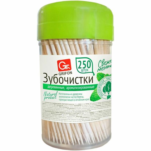 Зубочистки из дерева Grifon С Ментолом 250 шт