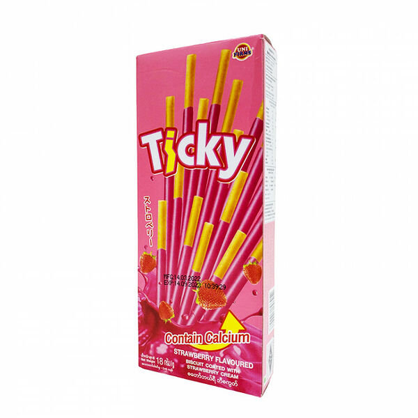 Палочки бисквитные покрытые клубничным кремом Ticky, 18 г