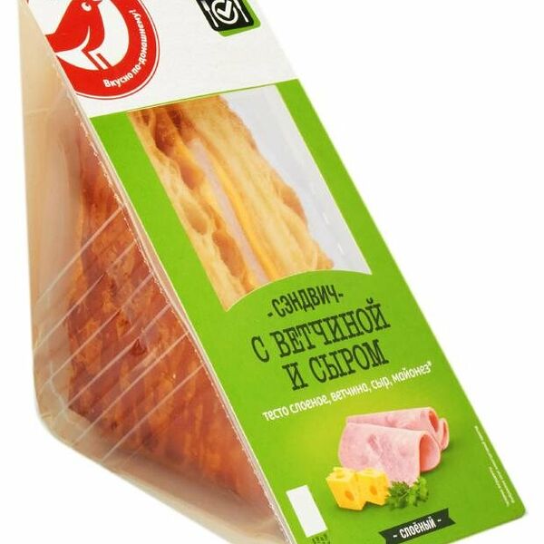 Сэндвич слоеный Ашан Красная птица с ветчиной и сыром