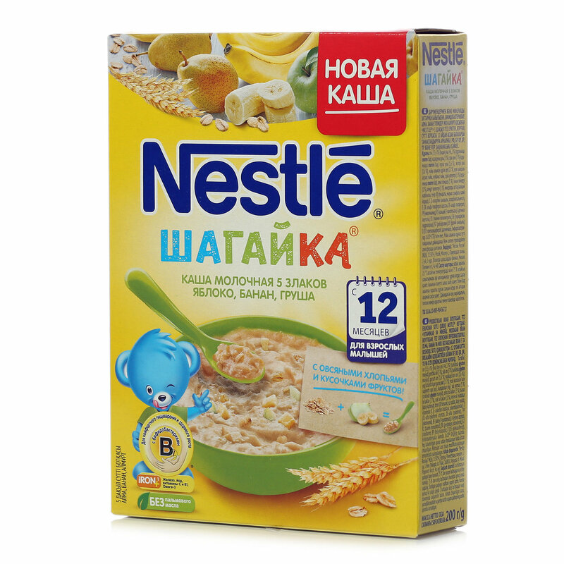 Каша молочная 5 злаков яблоко, банан, груша Шагайка ТМ Nestle (Нестле ...