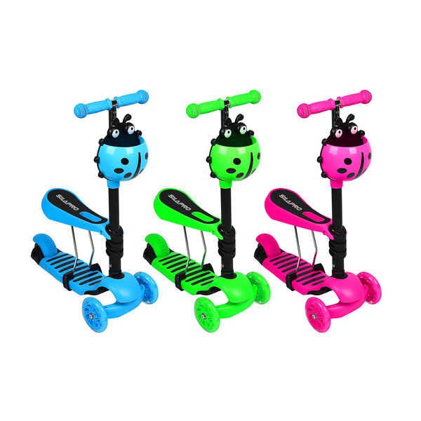 Silapro самокат с седлом 2 в 1, 3-х колес. 3 цвета в ассортименте