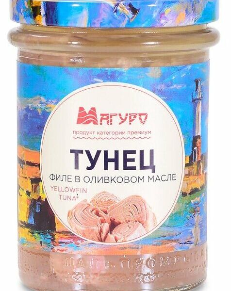 Филе-кусочки тунца полосатого Магуро в оливковом масле